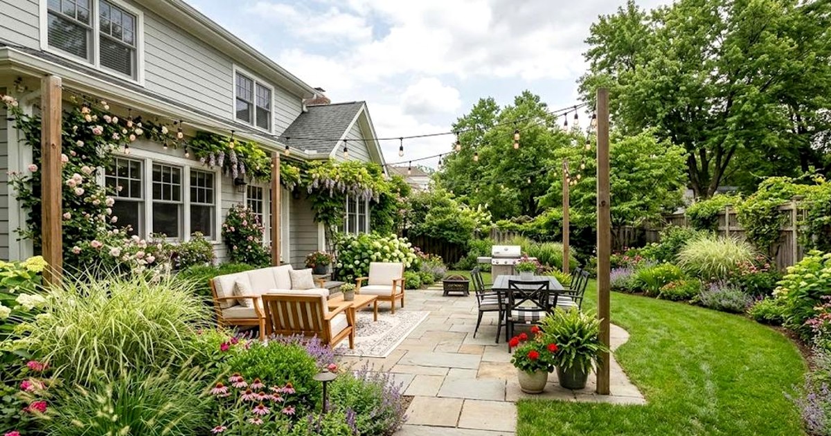 Flagstone patio detail image