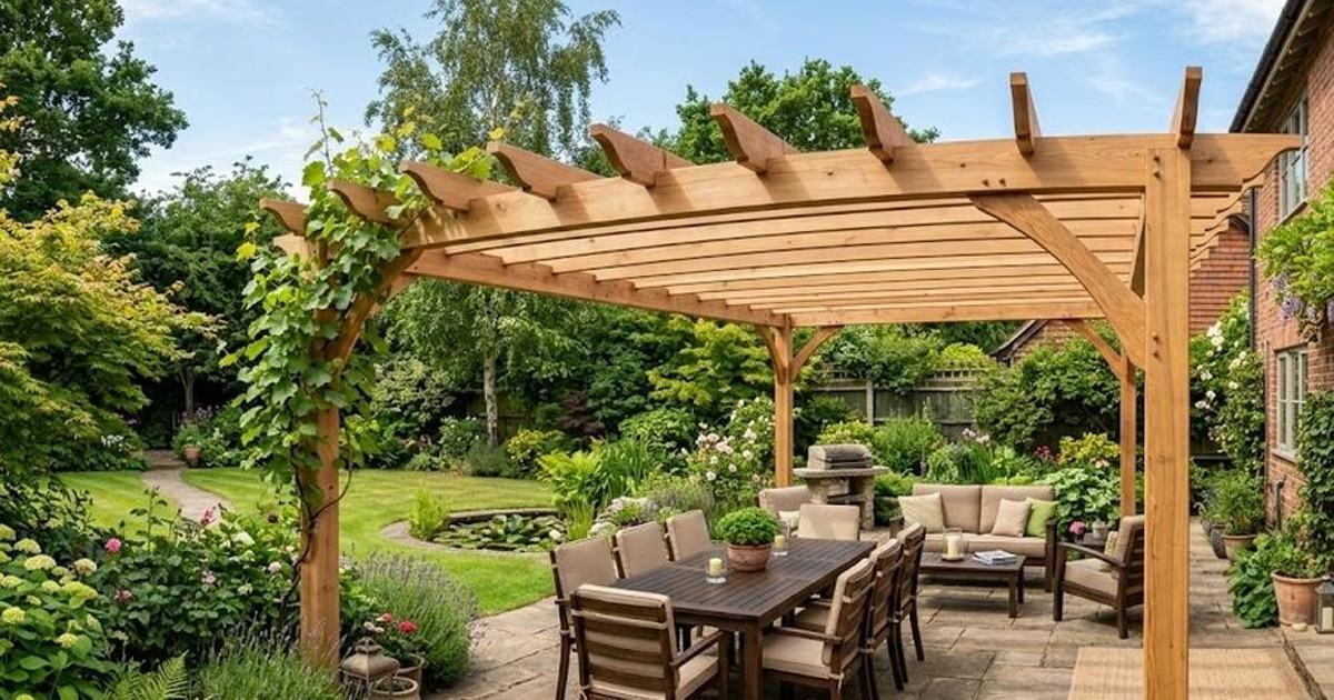 Residential backyard fireplace focal point