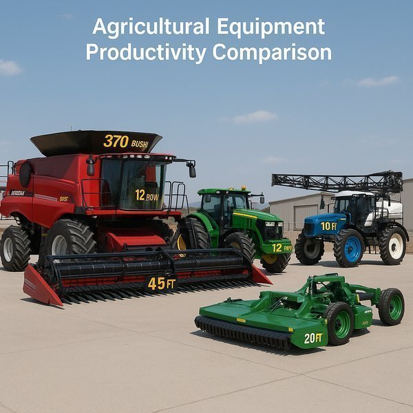 Equipment productivity comparison chart for common farm operations