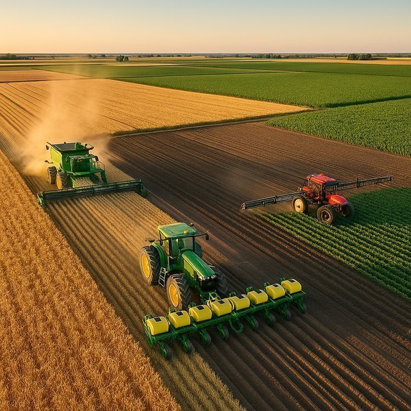 GPS‑guided tractor with precision displays, mapping and variable‑rate control