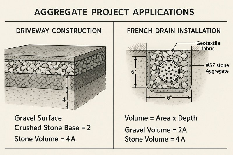 Various construction projects using aggregate materials