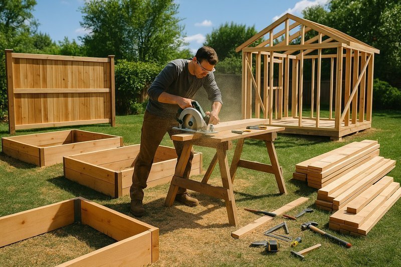 Multiple woodworking projects showing board feet applications