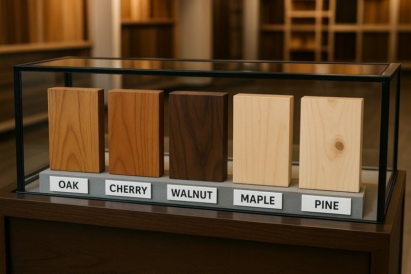 Various hardwood and softwood species with board feet labels