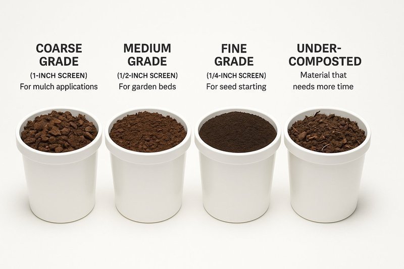Professional multi-bin composting system showing different decomposition stages