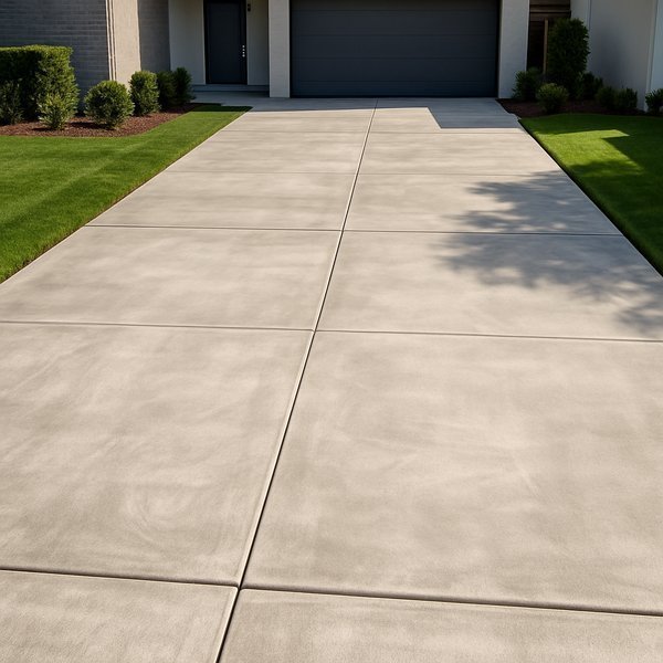 Modern concrete driveway with professional finish