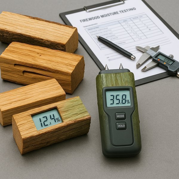 Wood seasoning timeline showing moisture content reduction from green to properly seasoned firewood