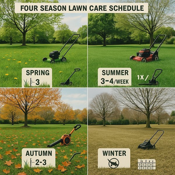 Comparison of complex versus simple lawn maintenance scenarios showing pricing differences