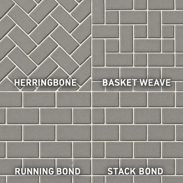 Comparison chart of six popular paver material types with texture and color details