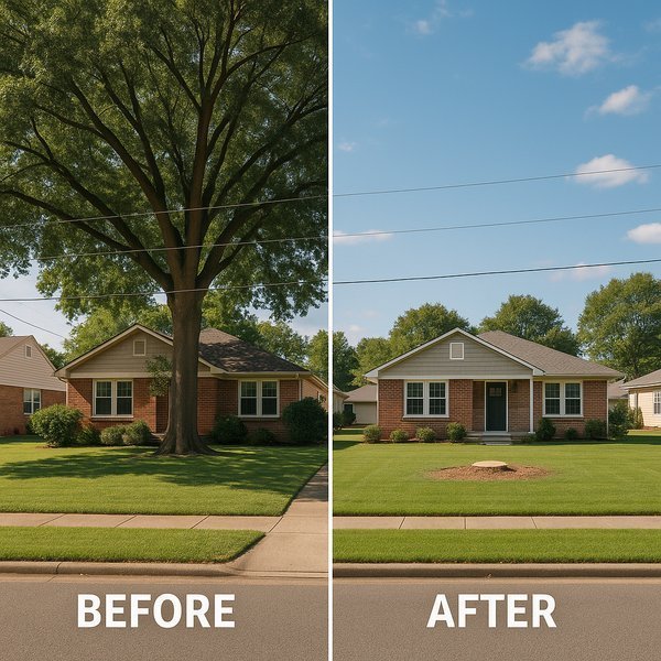 Before and after tree removal project