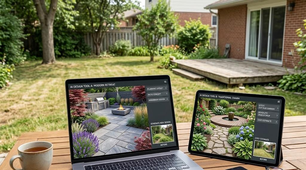 Homeowner evaluating AI-generated concept image against practical build checklist