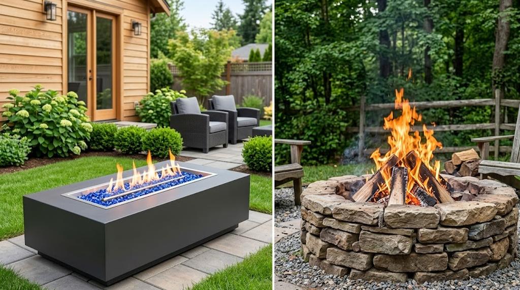 Gas vs wood fire pit comparison side by side